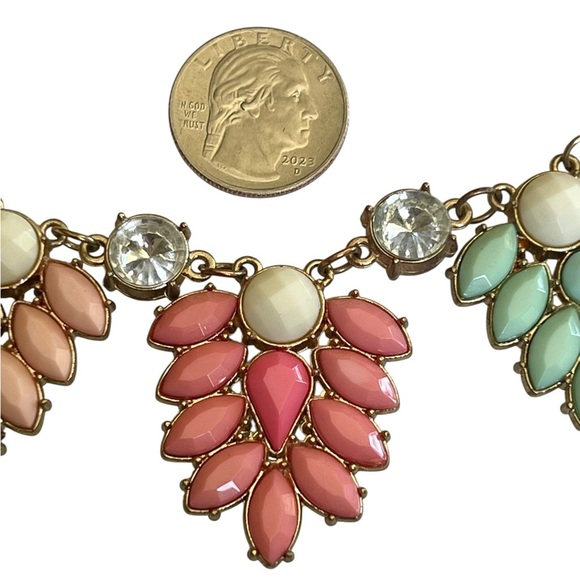 Vintage 90s Chunky Neon Pastel Adjustable Necklace Goldtone Retro Eclectic - Picture 4 of 5